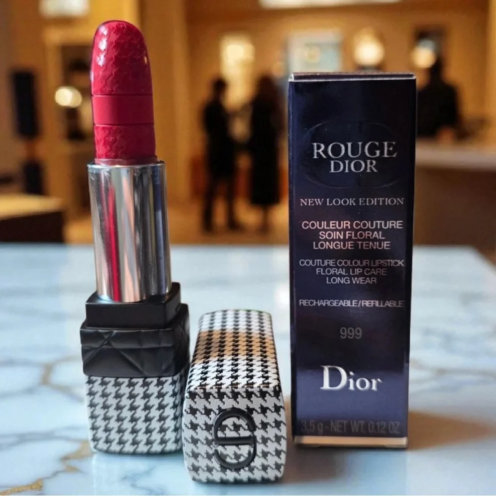 Rouge Dior Refillable Limited Edition Houndstooth Lipstick No.999 Velvet - Picture 2 of 2